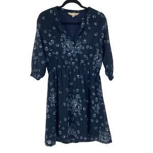 Yumi Floral Blue Cinch Waist V Neck Dress Women’s Size Medium